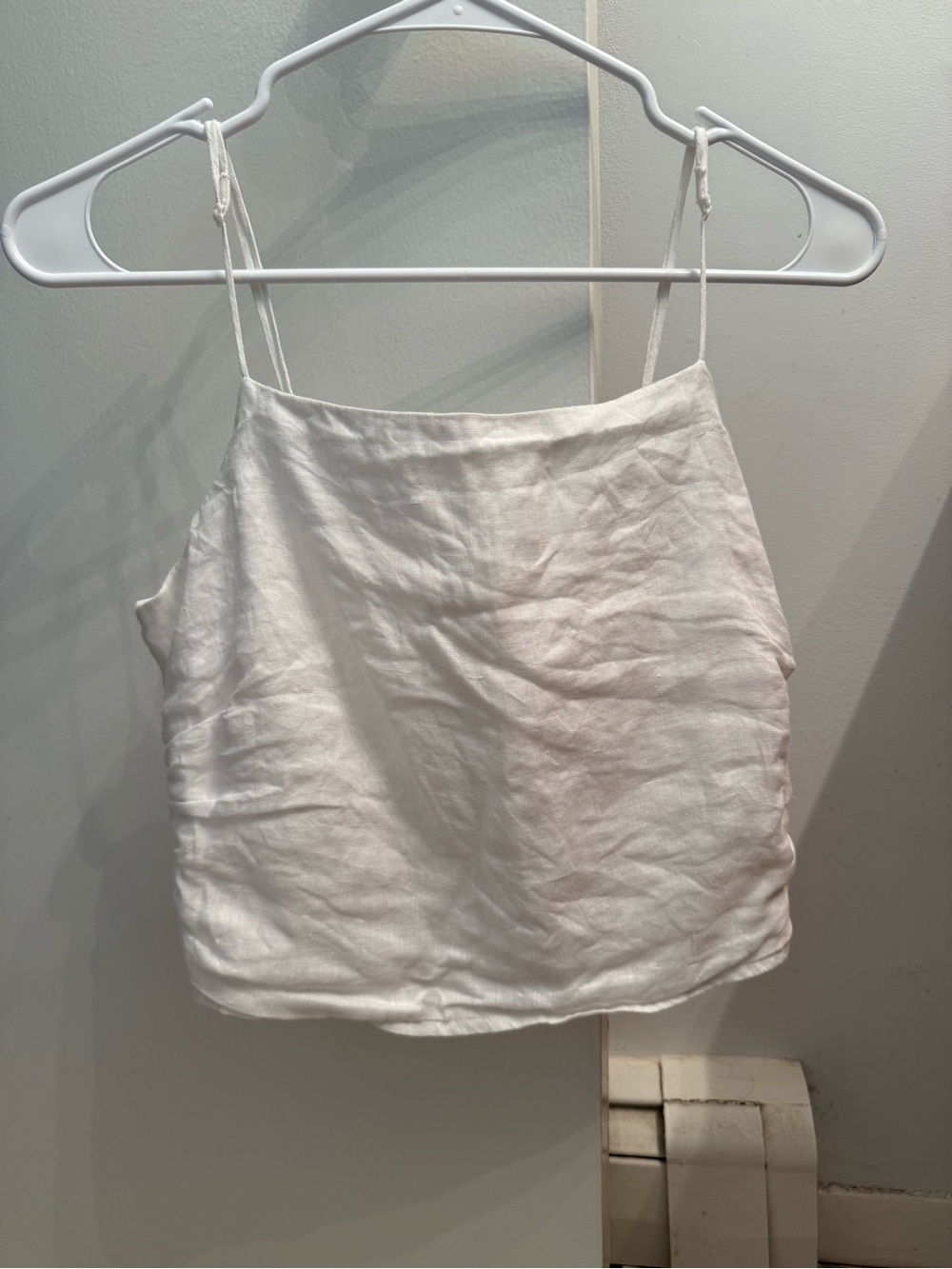 H&M White Linen Tie Back Cami Adjustable straps